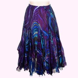Gorgeous Y2K Vtg 100% Cotton Printed Fairy Maxi Skirt Purple Blue Sz 18w